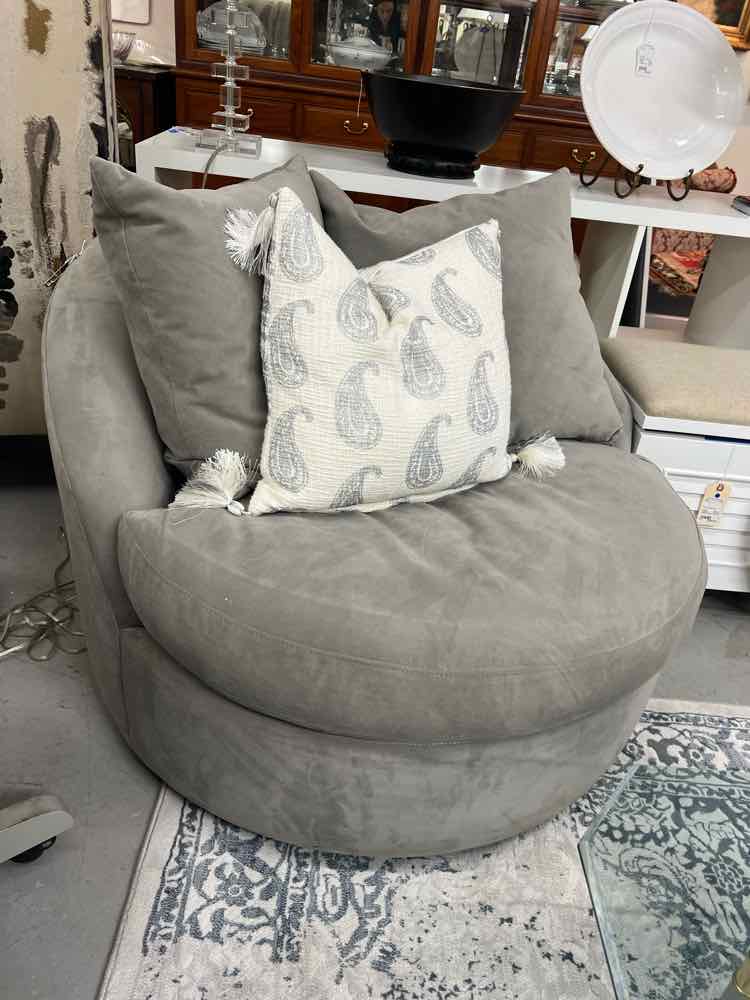 Gray Round Swivel Chair