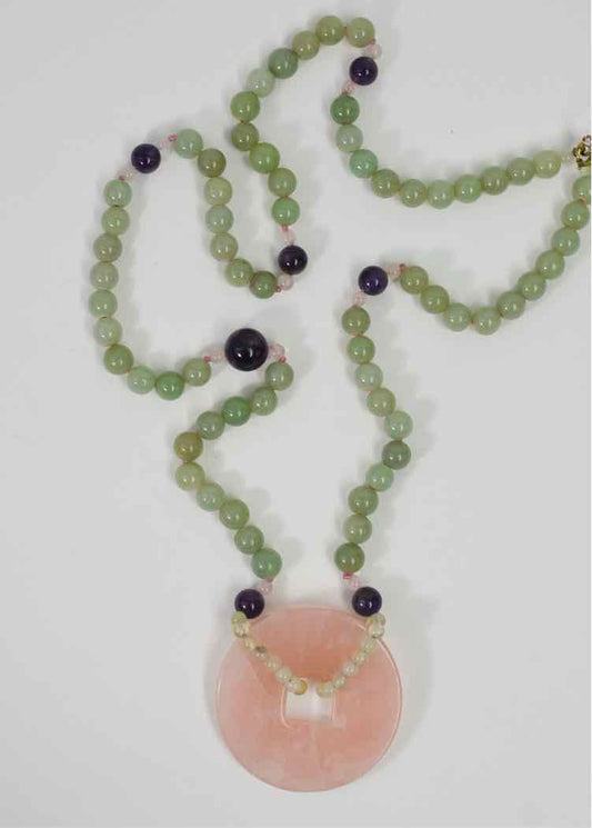 Adventurine Rose Quartz & Amethyst Chakra Necklace