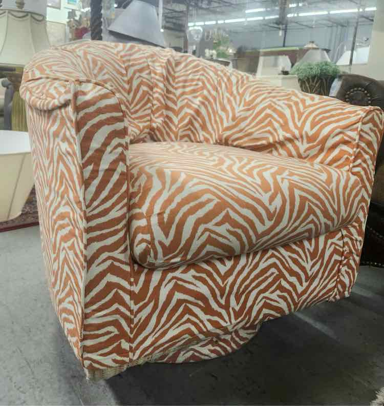 Orange Zebra Print Swivel Chair