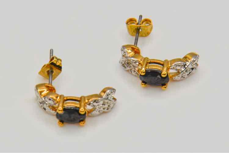 10K Vermeil Sapphire/Dia.Chip Earrings