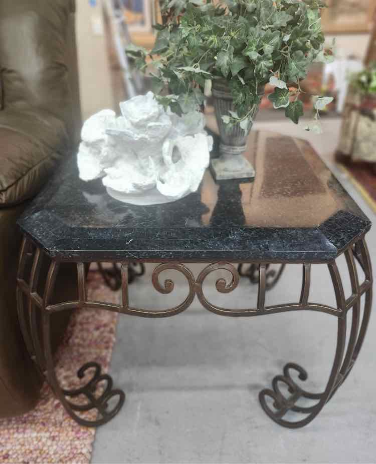 Faux Stone Square End Table