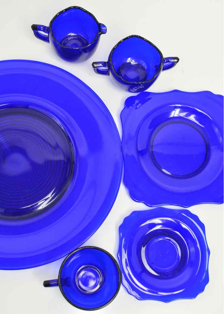 26 Piece Cobalt Blue Glass Dessert Set