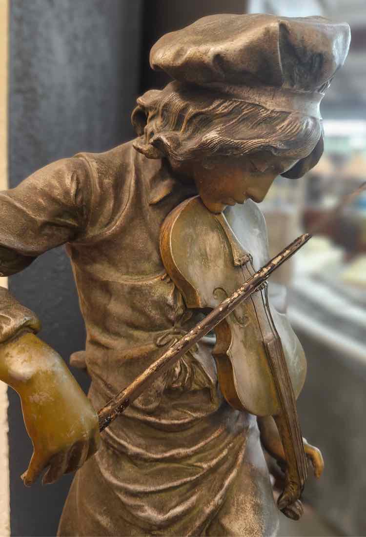 Antique Bronze Victorian Violinist
