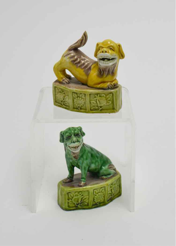 Pair of Chinese Sancai-Glazed Mud Dog & Foo Dog