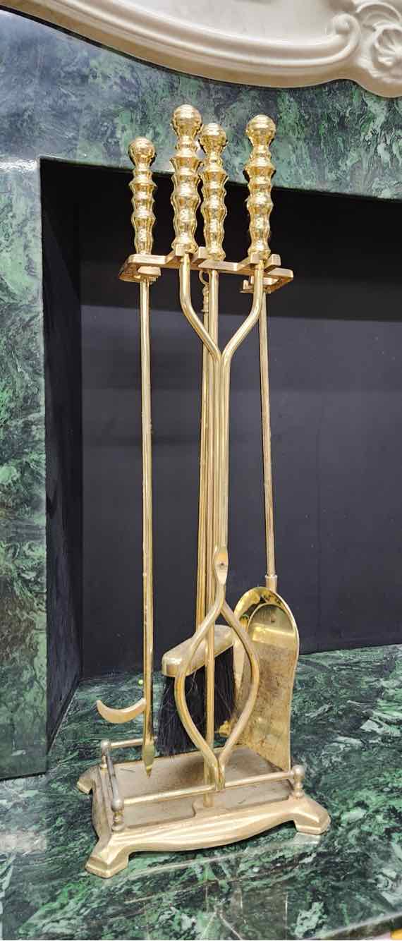 Vtg. Brass Fireplace Tools