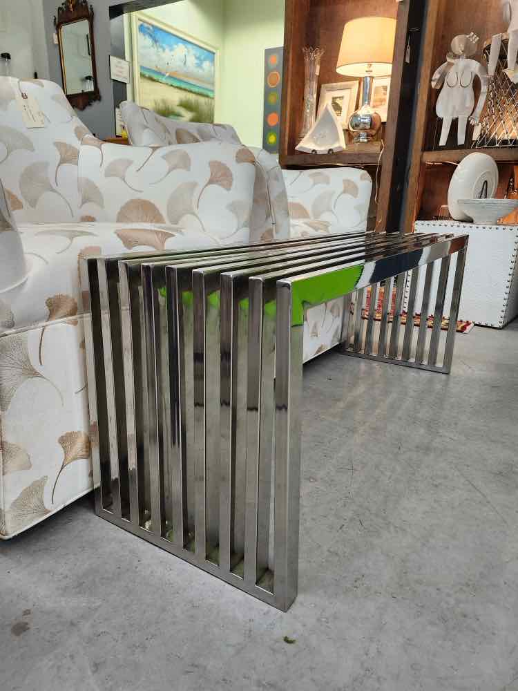Chrome Modern Slat Bench