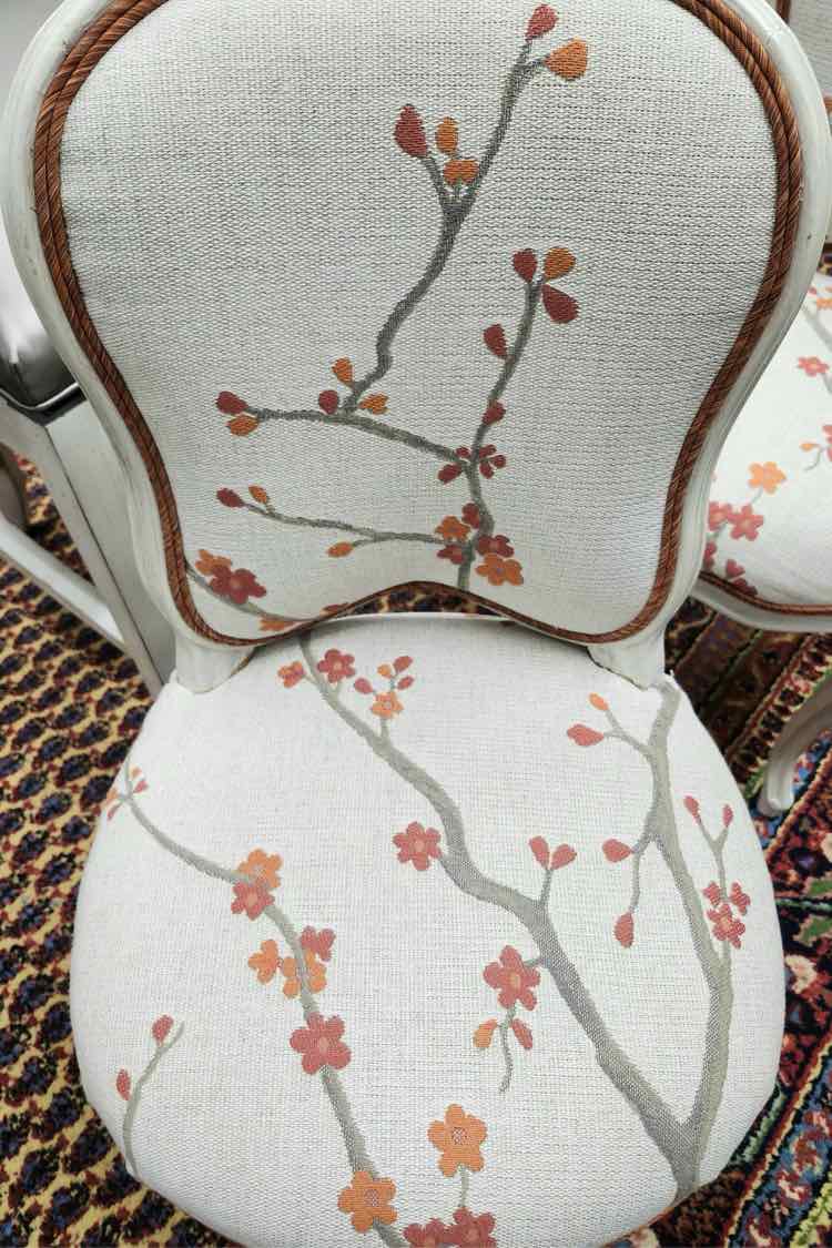 White Flower Pattern Chairs