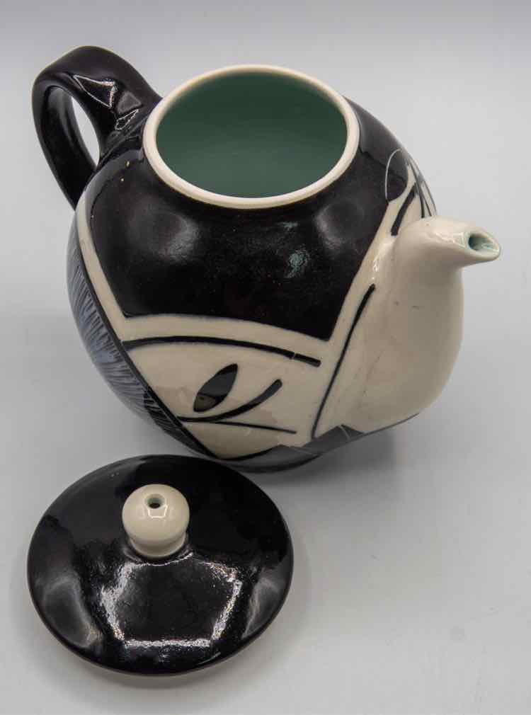 Modern Blue, White & Black Porcelain Teapot by Alex Pratt