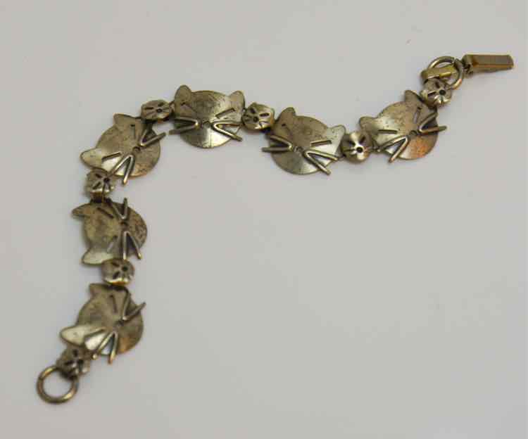 Sterling Cat Head Bracelet
