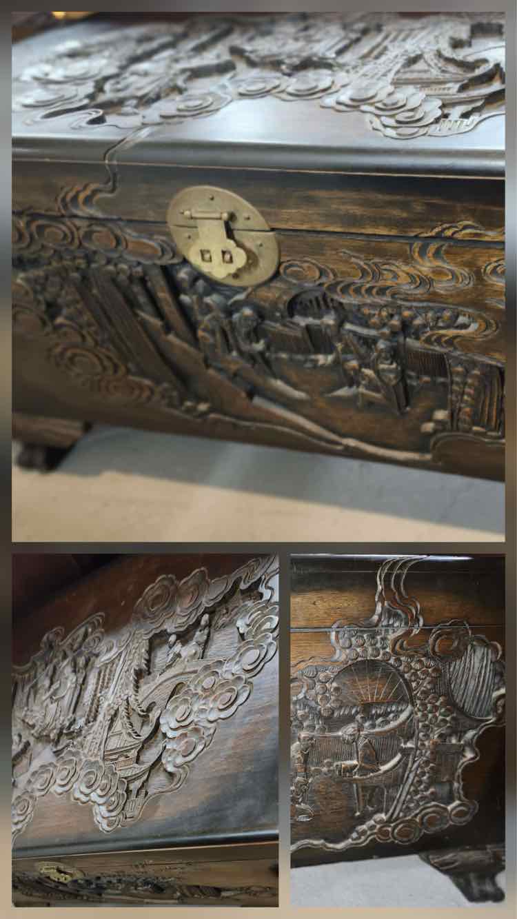 Carved Asian Camphor Lined Chest