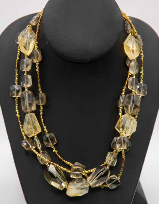.925 Citrine/Quartz Bead Necklace