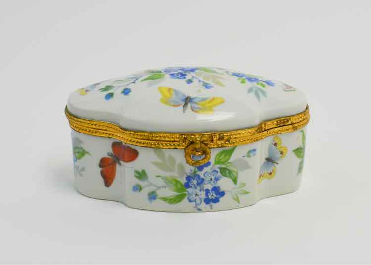 Limoges Butterflies & Forget-Me-Nots Trinket Box