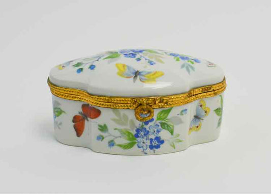 Limoges Butterflies & Forget-Me-Nots Trinket Box