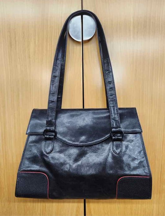 Vtg. Black w/ Red Trim Leather Purse