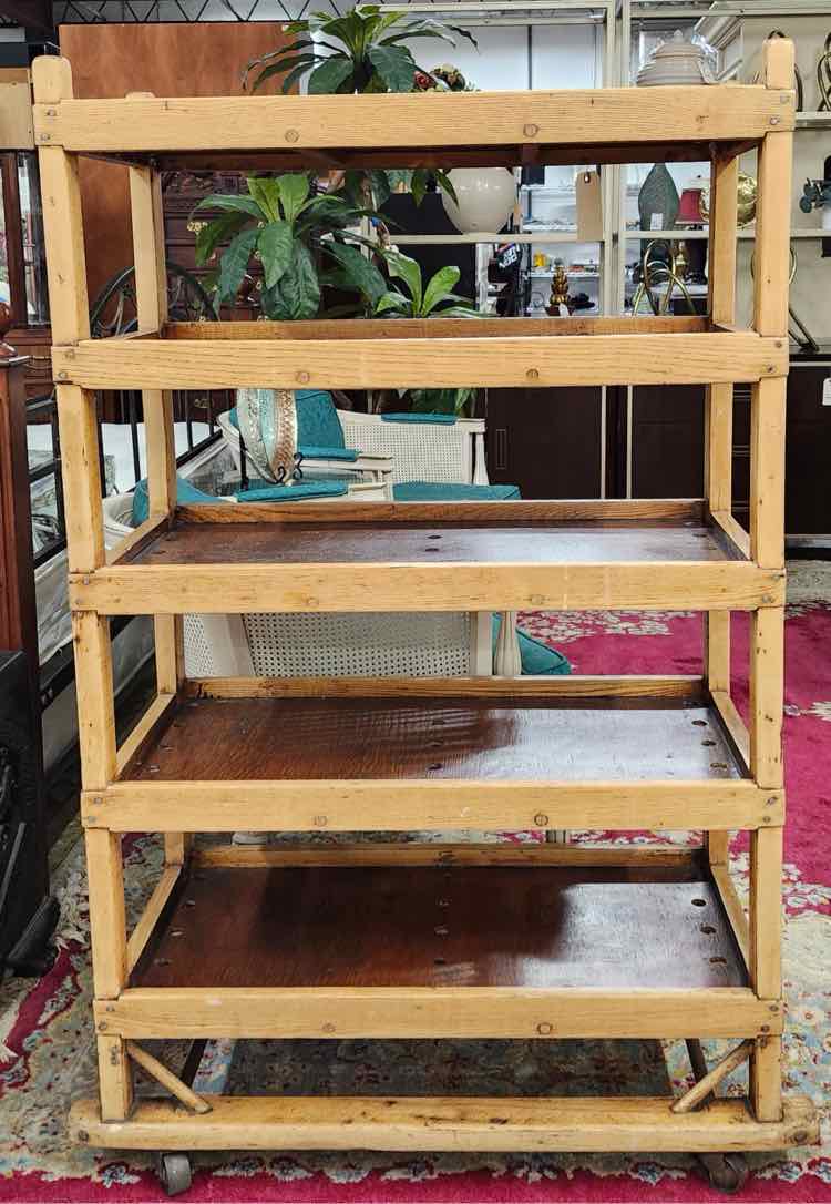 Early American Oak Antique 5 Tier Shelf