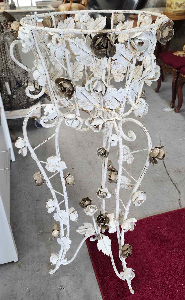 French Floral Wrought Iron Plant Stand