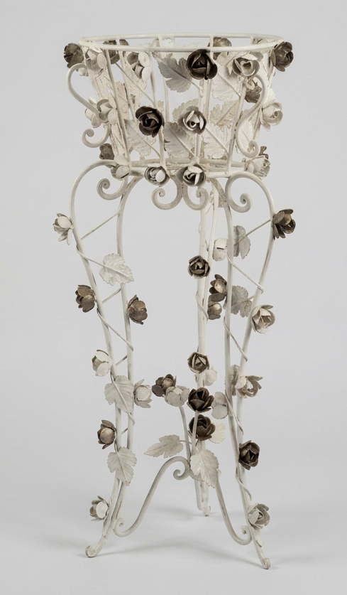French Floral Wrought Iron Plant Stand