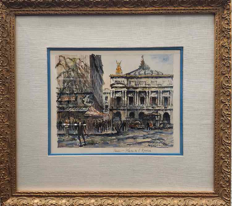 Art 'Paris-Place de L'opera' Watercolor Painting