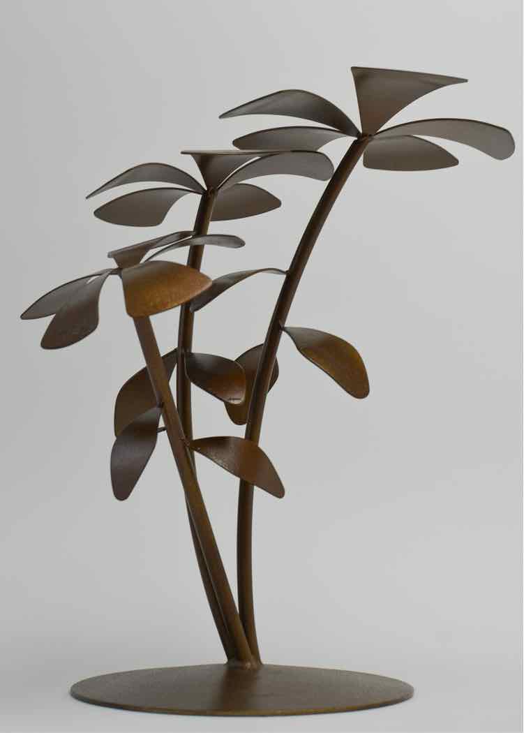 Art Vtg.Brutalist-Style Metal Floral Sculptur