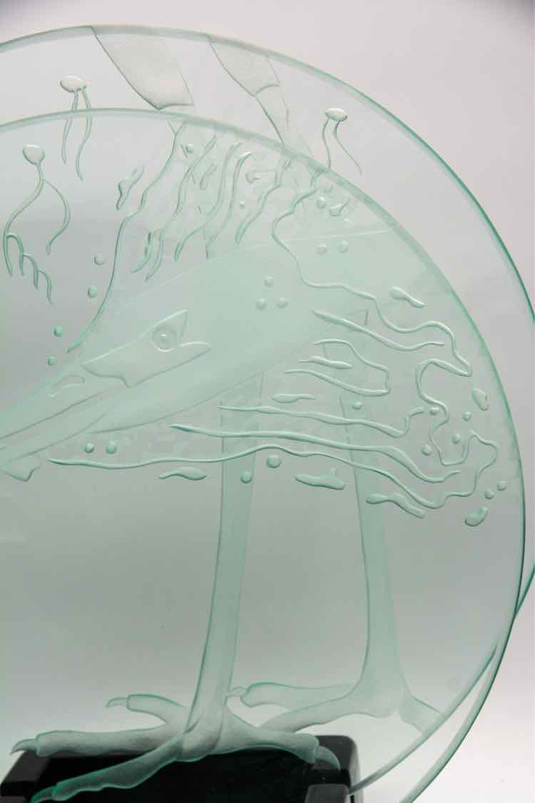 Etched Double Glass Crane