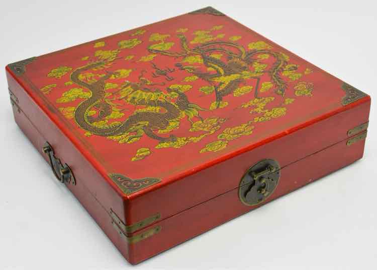 Vtg. Chinese Multi-Board Game Combo Chest