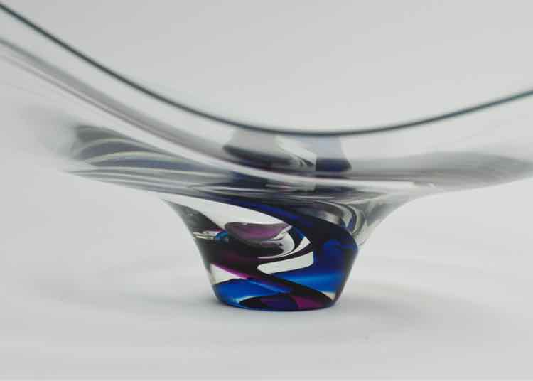 Barry Entner Signed Purple & Blue Swirl Glass Bowl