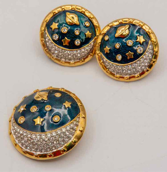 Swarovski Crystal Celestial Earrings&Pin