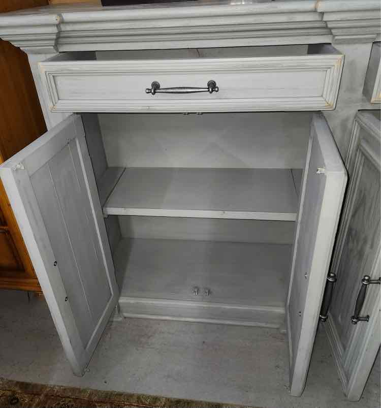 Grey Distressed Credenza w/ Crown Molding