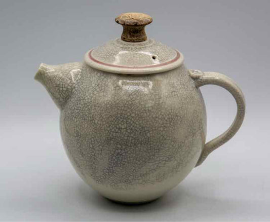 Grey &amp; Cream Raku Fire Teapot by Ron Mello