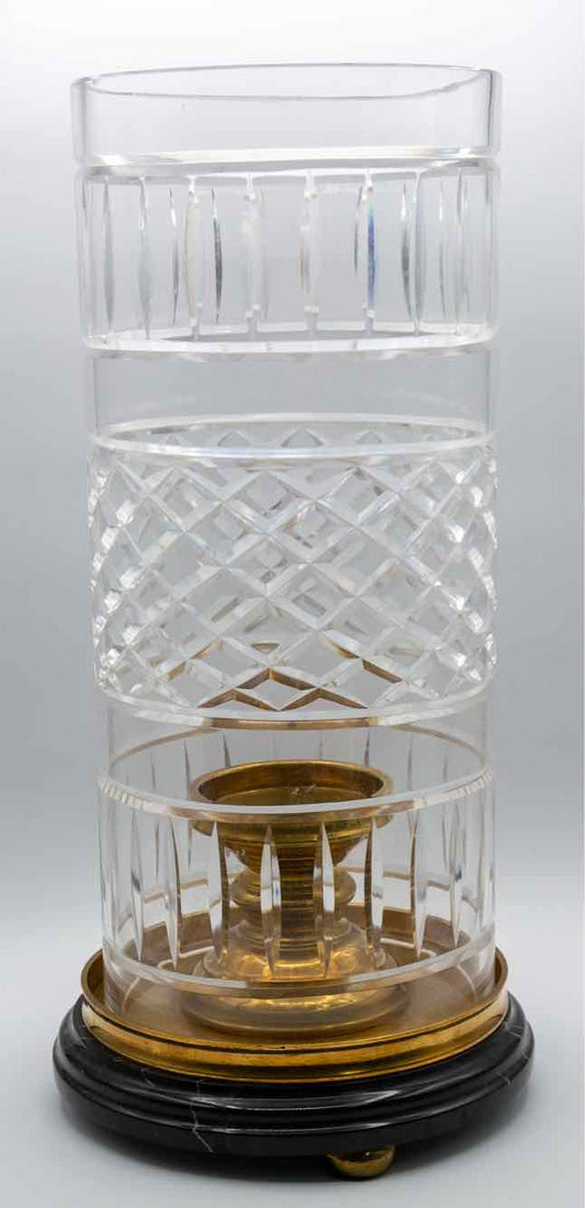 Crystal & Brass Hurricane Candleholder