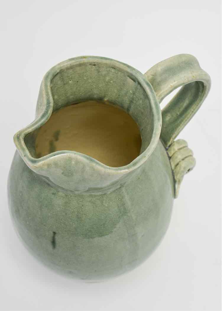 Vtg. Green Ceramic Pitcher