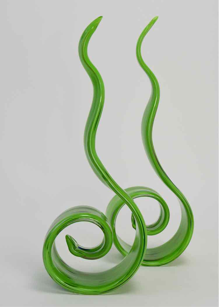 Pair of Green Wavy Art Figurines