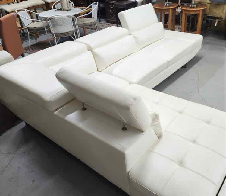 White Faux Leather Sectiona Couch