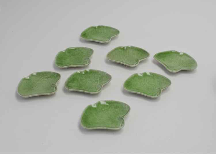 Green Ceramic Leaf Dish Set