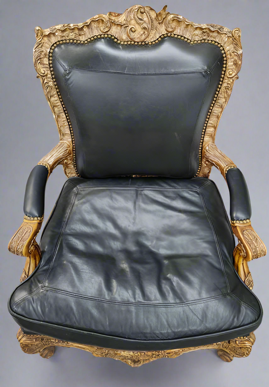 Leather and Wood Arm Chair