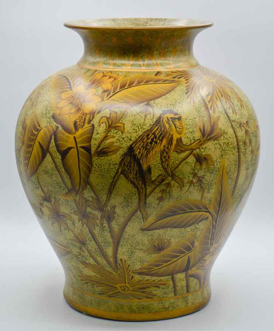 Green Toyo Gold Tone Painted Vase