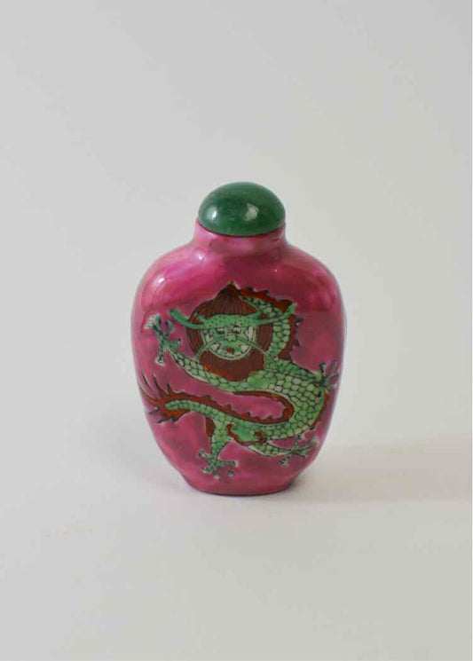 Dragon Motif Rose Ceramic Snuff Bottle