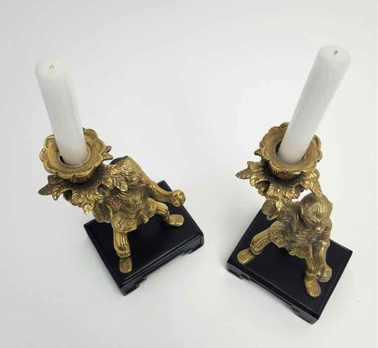 Pair Brtass Castillian Imports Money Candlestick