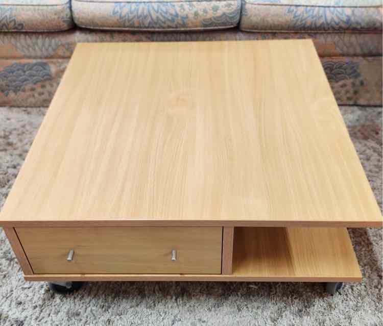 Wood Coffee Table on Wheels