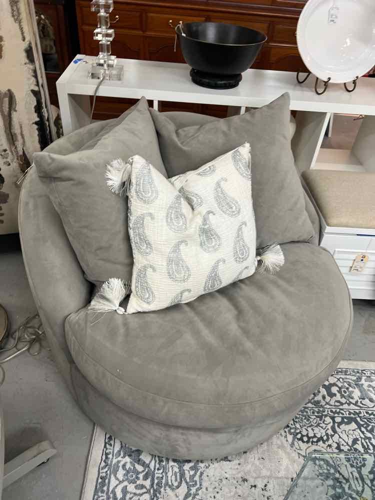 Gray Round Swivel Chair