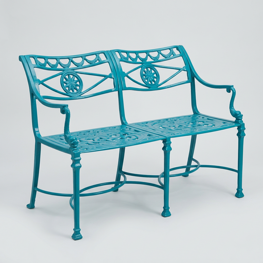 Hollywood Regency Turquoise Koi Bench
