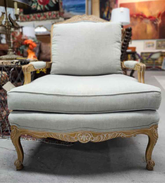 French Grey Linen Arm Chair