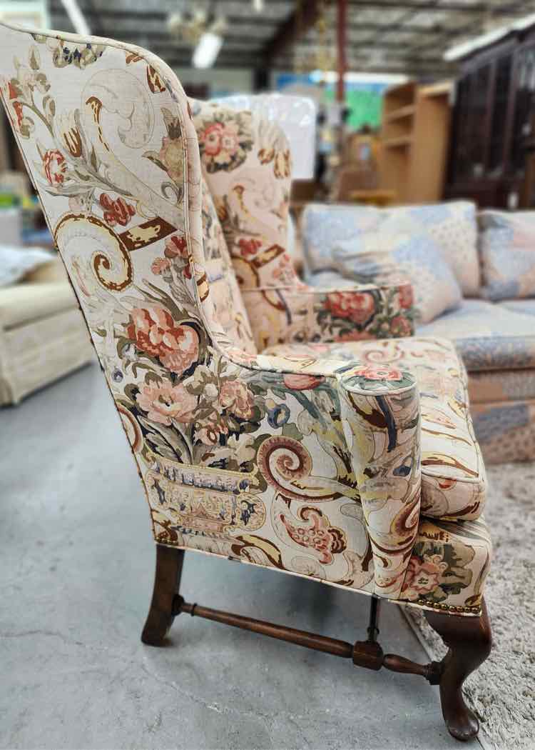 Floral Wing Back Chair