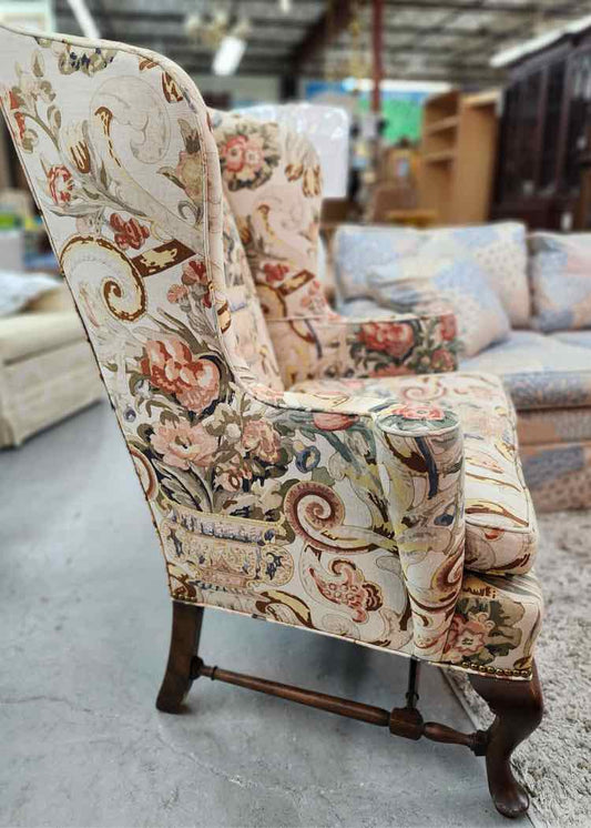 Floral Wing Back Chair