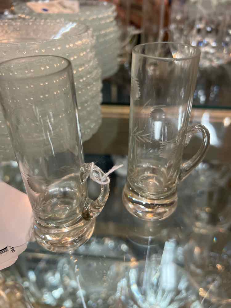 Vintage Pair Etched Glass