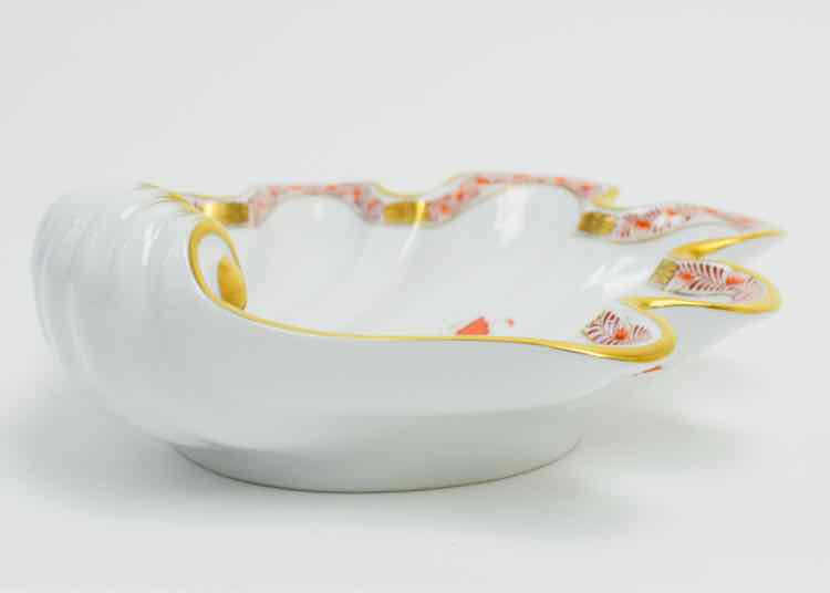 Herend Chinese Bouquet Rust Shell Dish