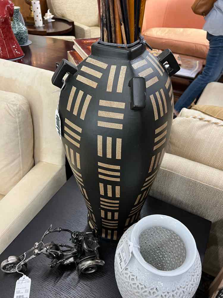 Black Decor Vase w/ Sticks