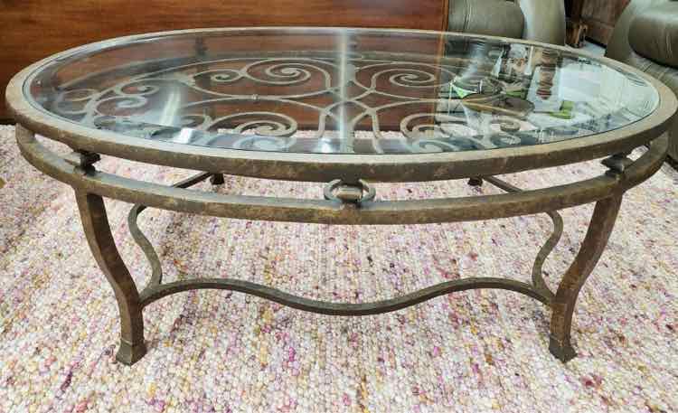 Oval Bronze Scroll Coffee Table