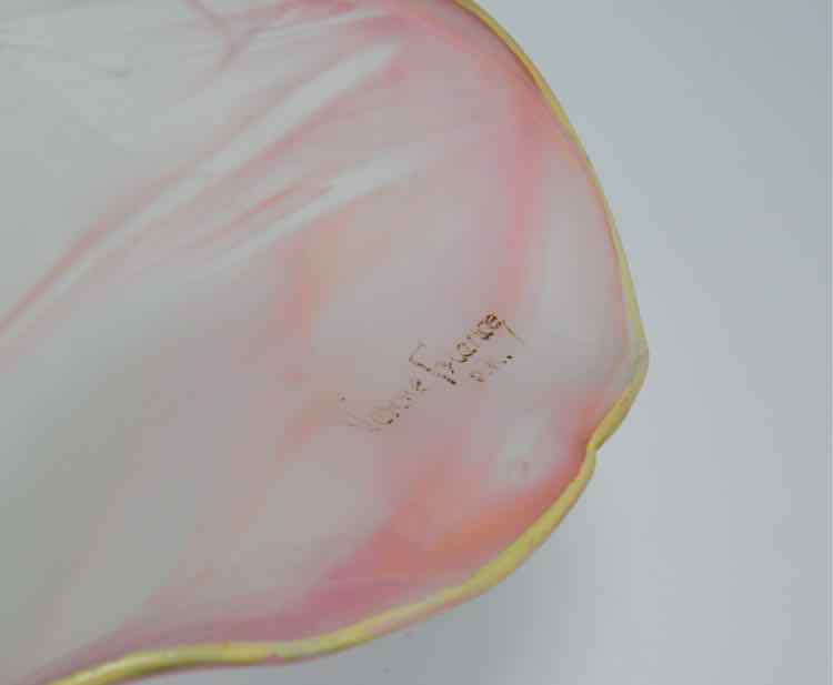 Pink Frosted Art Glass Decor Bowl