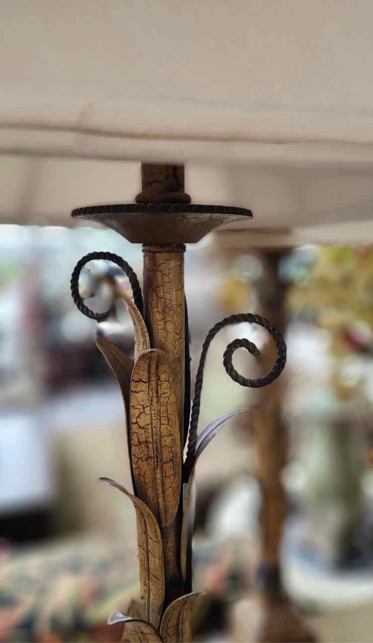 Pair of Tall Light Brown Leaf Lamps